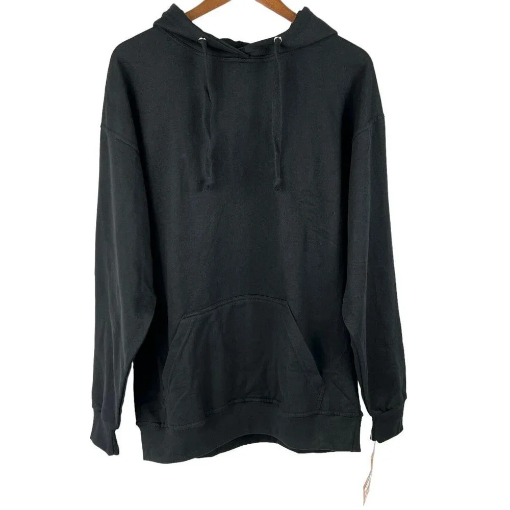 Jon Lauren Men's Size XL Blank Black Pullover Hoodie Sweatshirt NWT